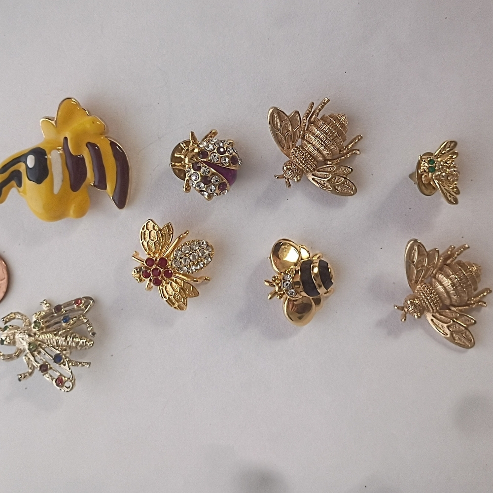 Elegant Gold and Yellow Insect Brooch Collection